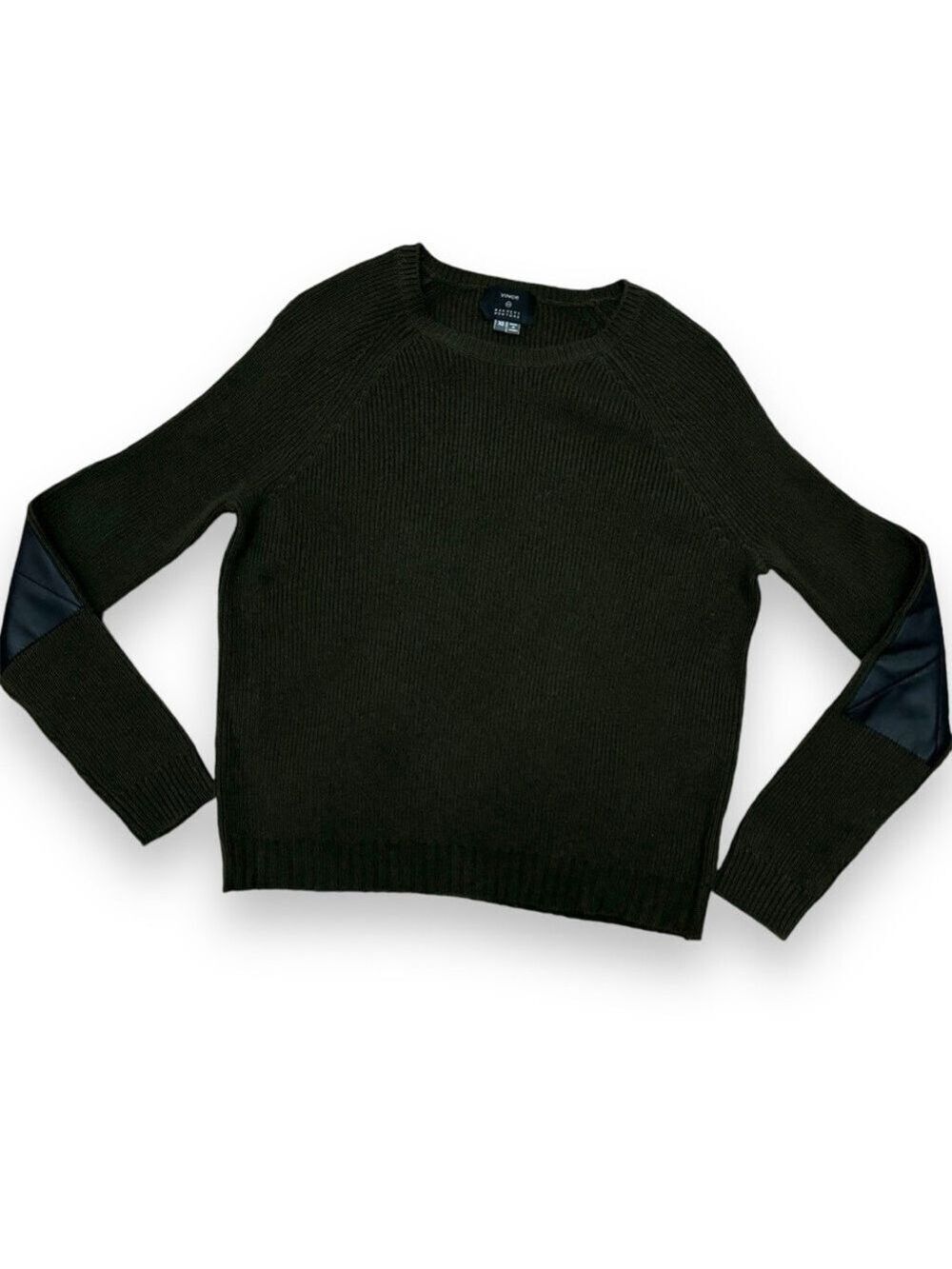 Vince Barneys New York Olive Green Elbow Patch Wool Cashmere - XS